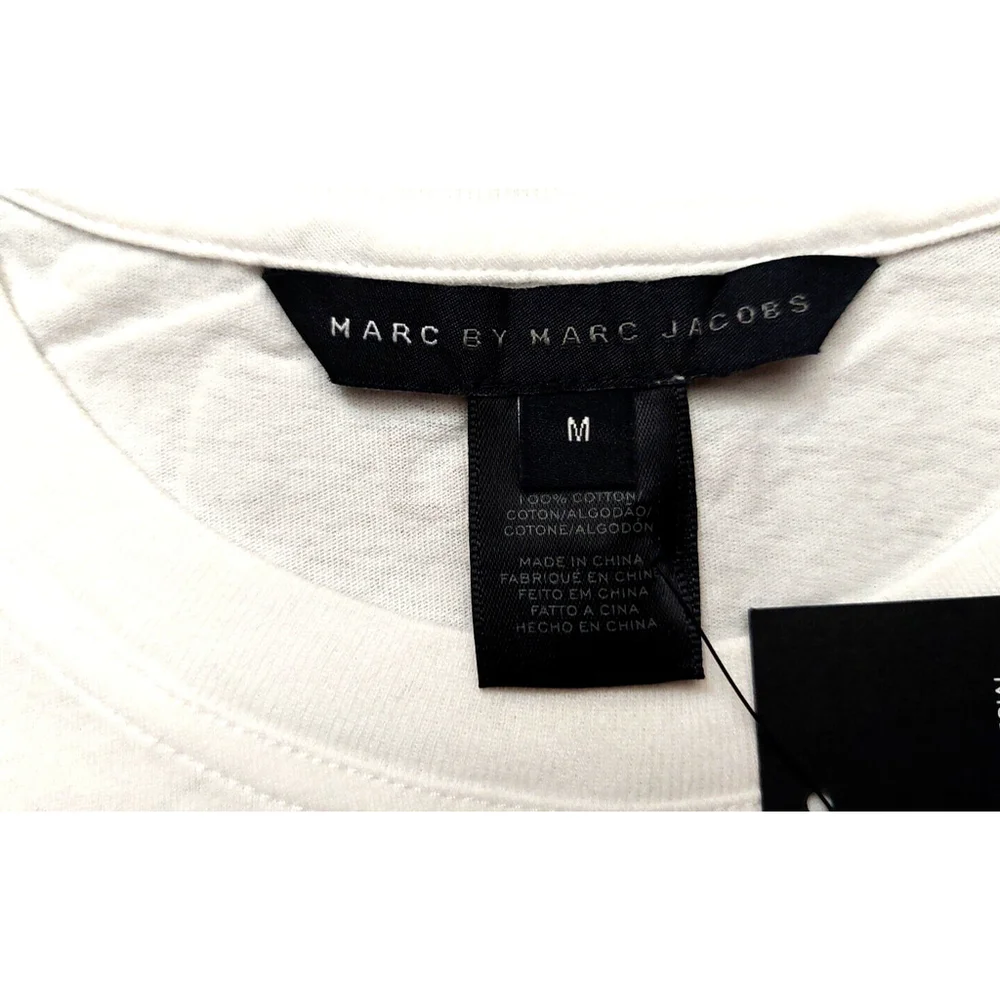 Marc by Marc Jacobs Long Sleeve White Cotton Graphic Sci-Fi Tee Shirt Sz…